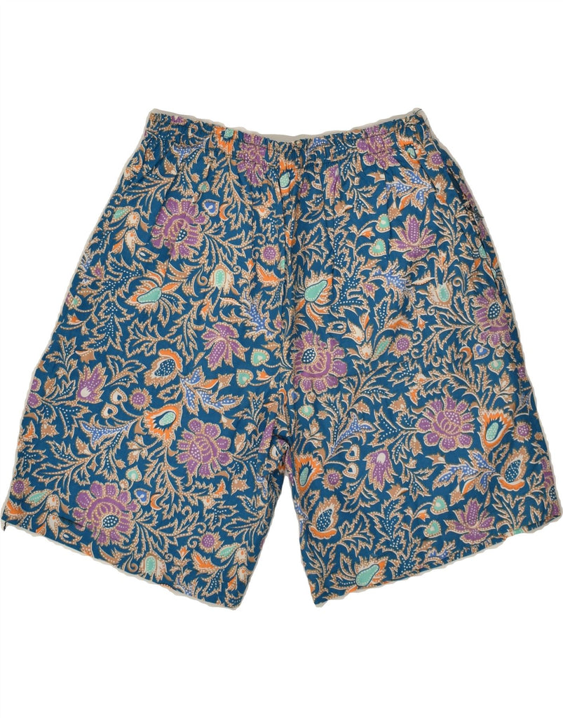 VINTAGE Womens Casual Shorts Large W34 Blue Paisley Cotton Vintage Vintage and Second-Hand Vintage from Messina Hembry 