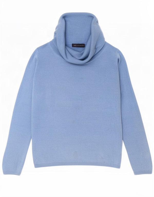 Marks & Spencer Womens Roll Neck Jumper Sweater UK 16 Large Blue Acrylic
