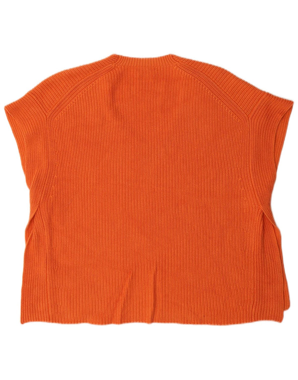 Massimo Dutti Womens Oversized Vest Tank Top UK 14 Medium Orange Cotton