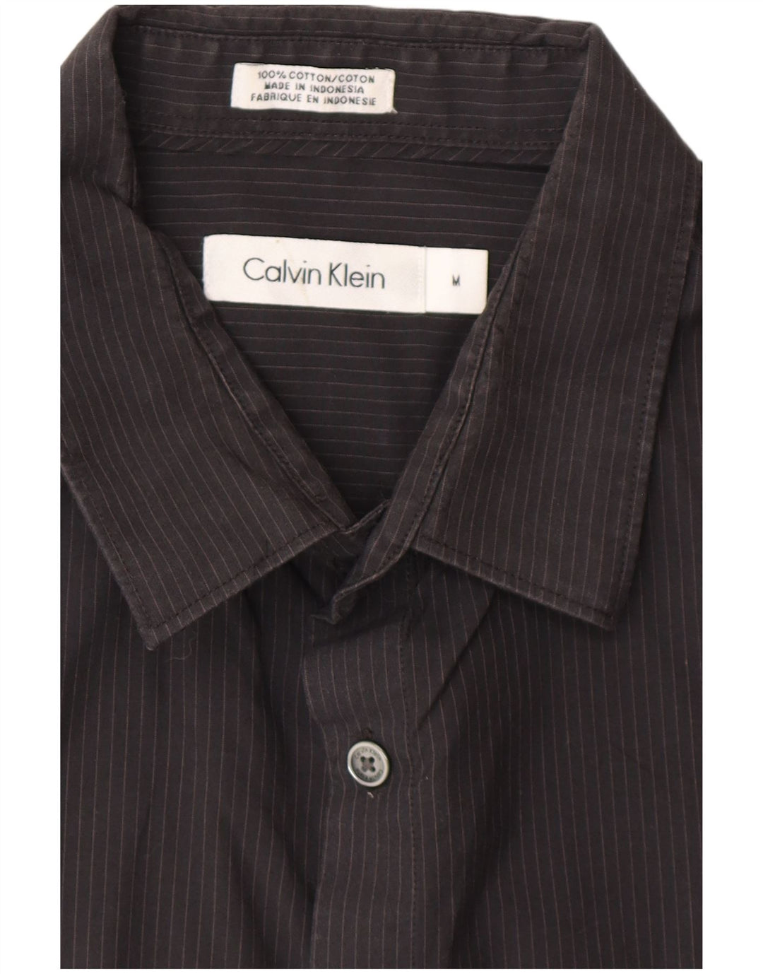 CALVIN KLEIN Mens Shirt Medium Black Striped Cotton