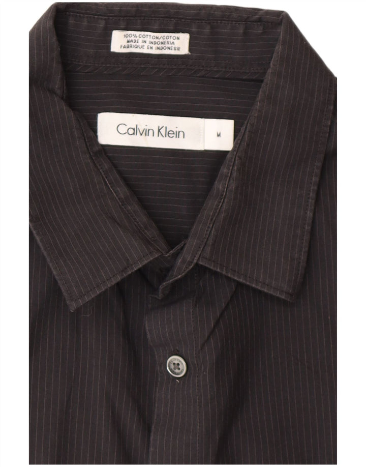 CALVIN KLEIN Mens Shirt Medium Black Striped Cotton