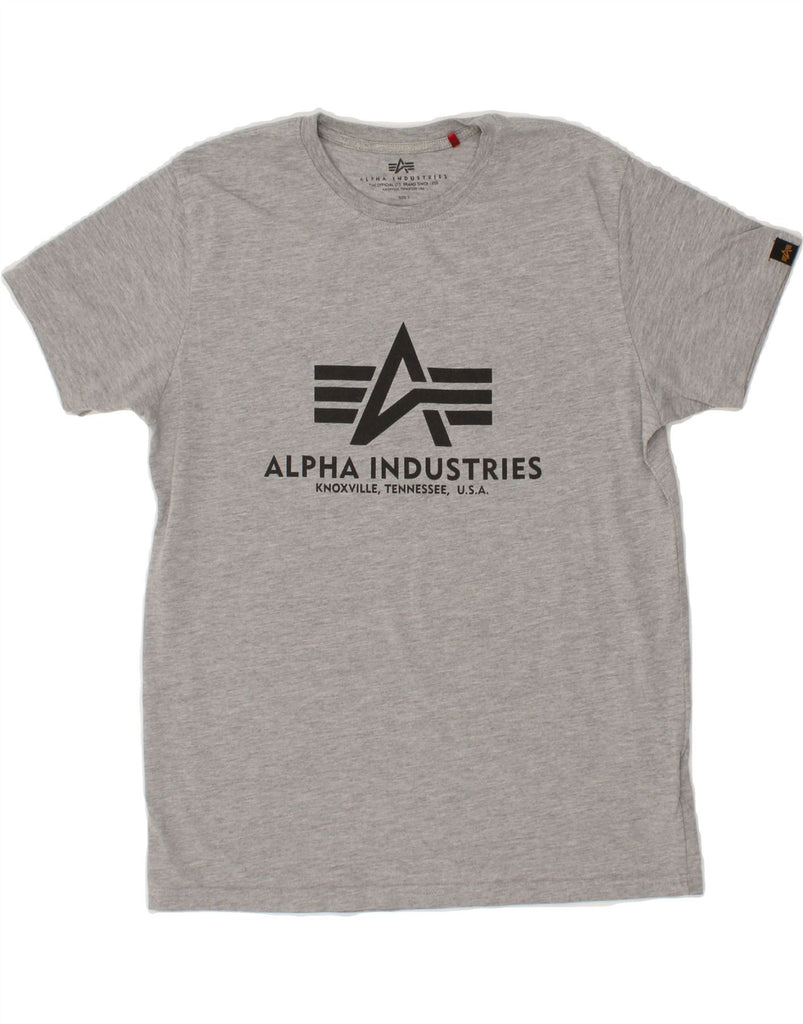 ALPHA INDUSTRIES Mens Graphic T-Shirt Top Small Grey Cotton Vintage Alpha Industries and Second-Hand Alpha Industries from Messina Hembry 