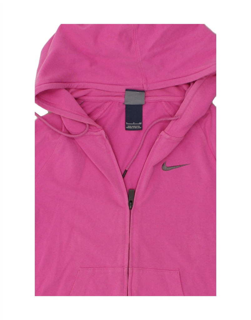 NIKE Womens Zip Hoodie Sweater UK 10 Small Pink Colourblock Cotton | Vintage Nike | Thrift | Second-Hand Nike | Used Clothing | Messina Hembry 