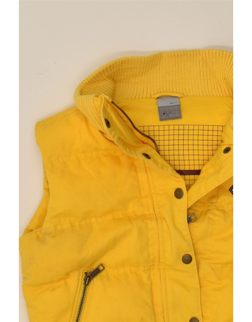 NIKE Womens Padded Gilet UK 6 XS Yellow Cotton | Vintage Nike | Thrift | Second-Hand Nike | Used Clothing | Messina Hembry 