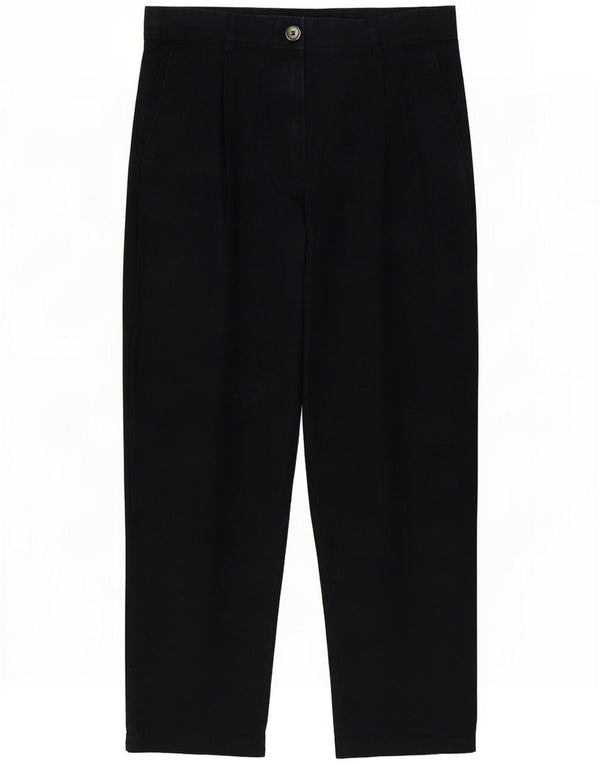 Cos Womens High Waist Cropped Trousers EU 38 Medium W30 L26 Navy Blue Linen