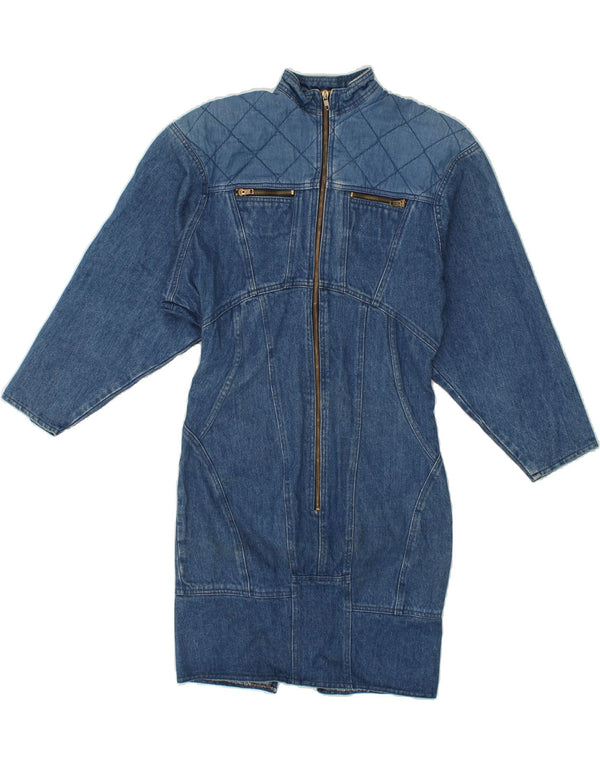VINTAGE Womens Long Sleeve Denim Dress UK 8 Small Blue