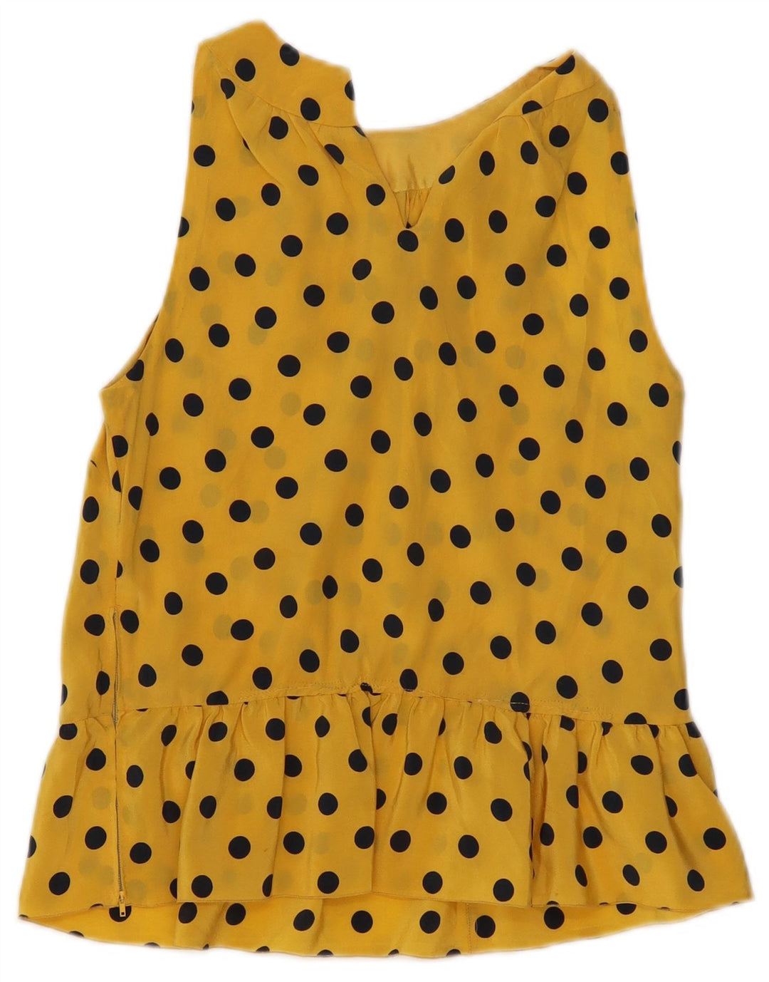 Vintage Womens Sleeveless Blouse Top UK 10 Small Yellow Polka Dot