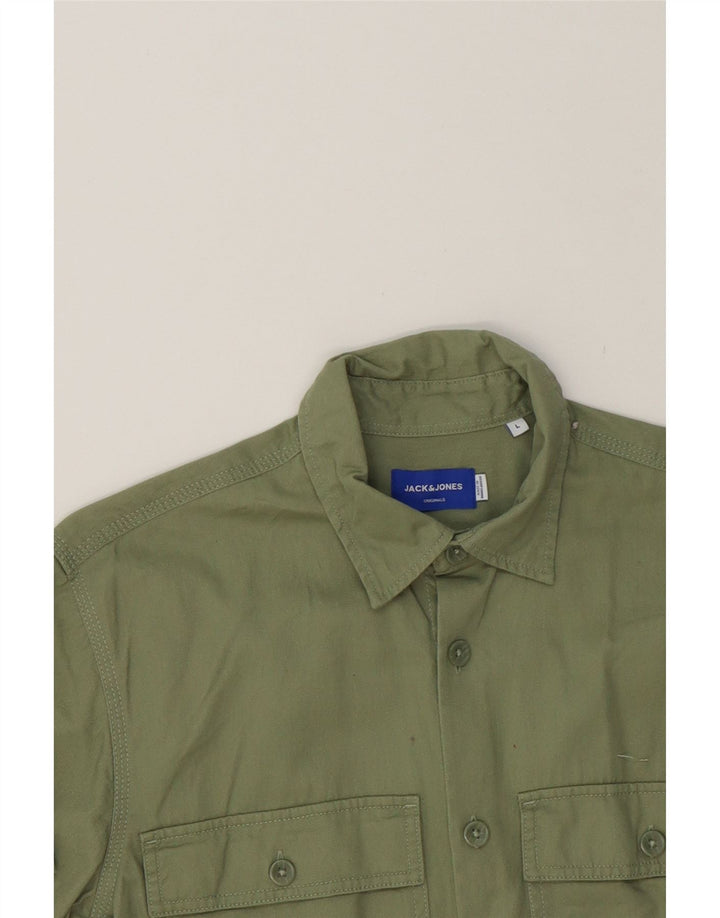 JACK & JONES Mens Short Sleeve Shirt Large Green Vintage Jack & Jones and Second-Hand Jack & Jones from Messina Hembry 