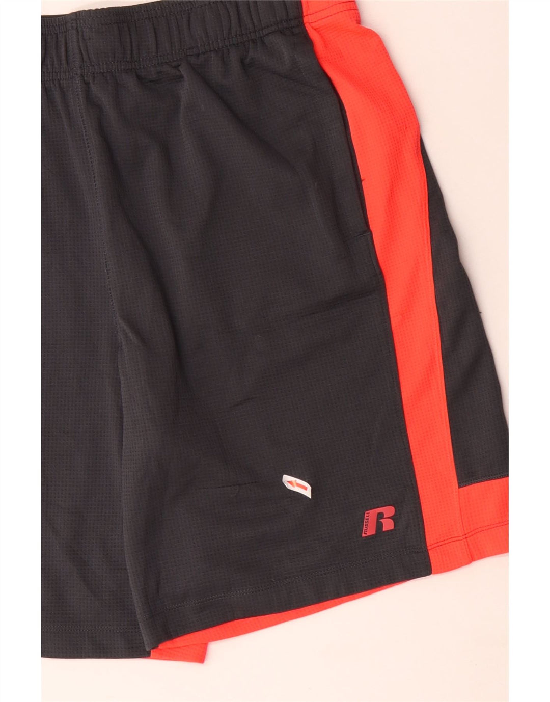 RUSSELL ATHLETIC Mens Graphic Sport Shorts Large Grey Colourblock