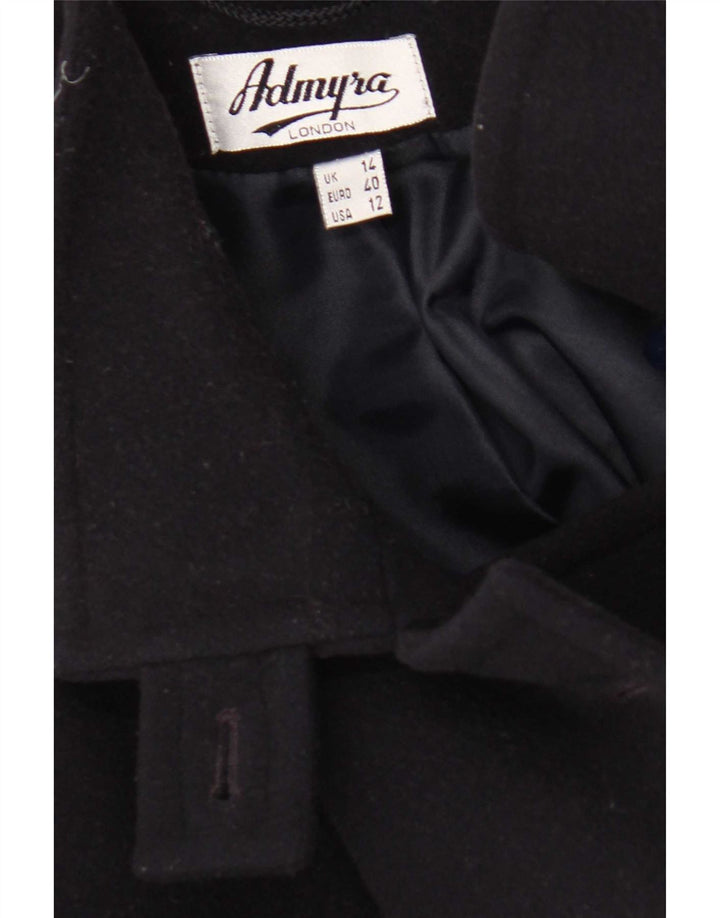 Admyra Womens Double Breasted Coat UK 14 Large Navy Blue Wool
