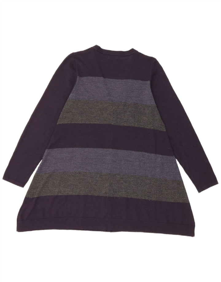 Marks & Spencer Womens Cardigan Sweater UK 14 Medium Navy Blue Striped