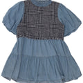 Zara Womens Tiered Dress UK 10 Small Blue Check Cotton