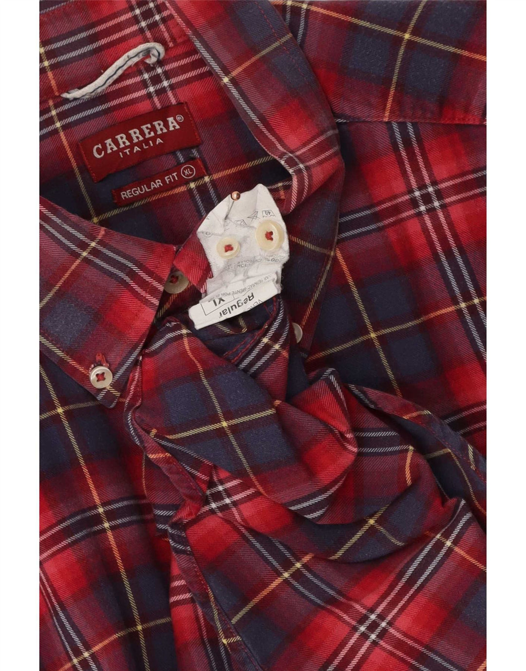 Carrera Mens Regular Fit Flannel Shirt XL Red Check Cotton