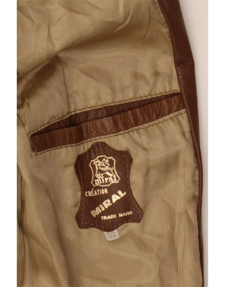 Vintage Mens Leather Jacket IT 52 XL Brown Colourblock
