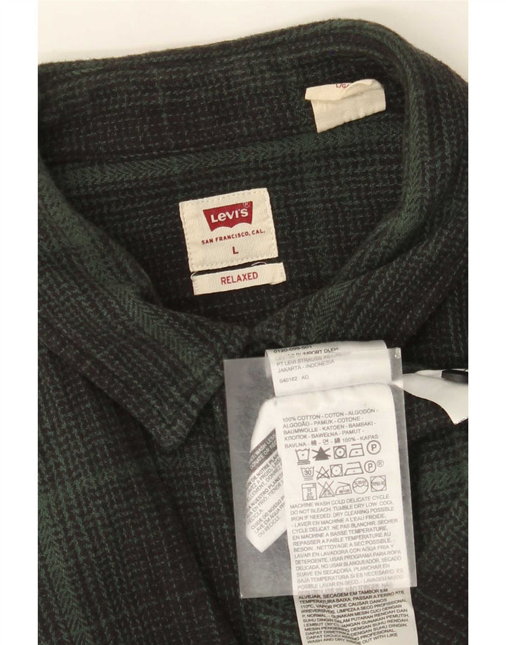Levi's Mens Relaxed Flannel Shirt Large Green Check Cotton