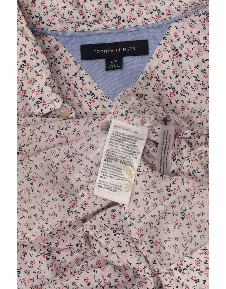 Tommy Hilfiger Mens Shirt Large White Floral Cotton