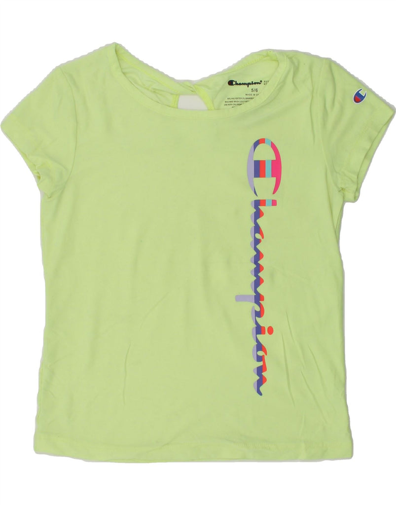 CHAMPION Girls Graphic T-Shirt Top 5-6 Years Green Polyester | Vintage Champion | Thrift | Second-Hand Champion | Used Clothing | Messina Hembry 