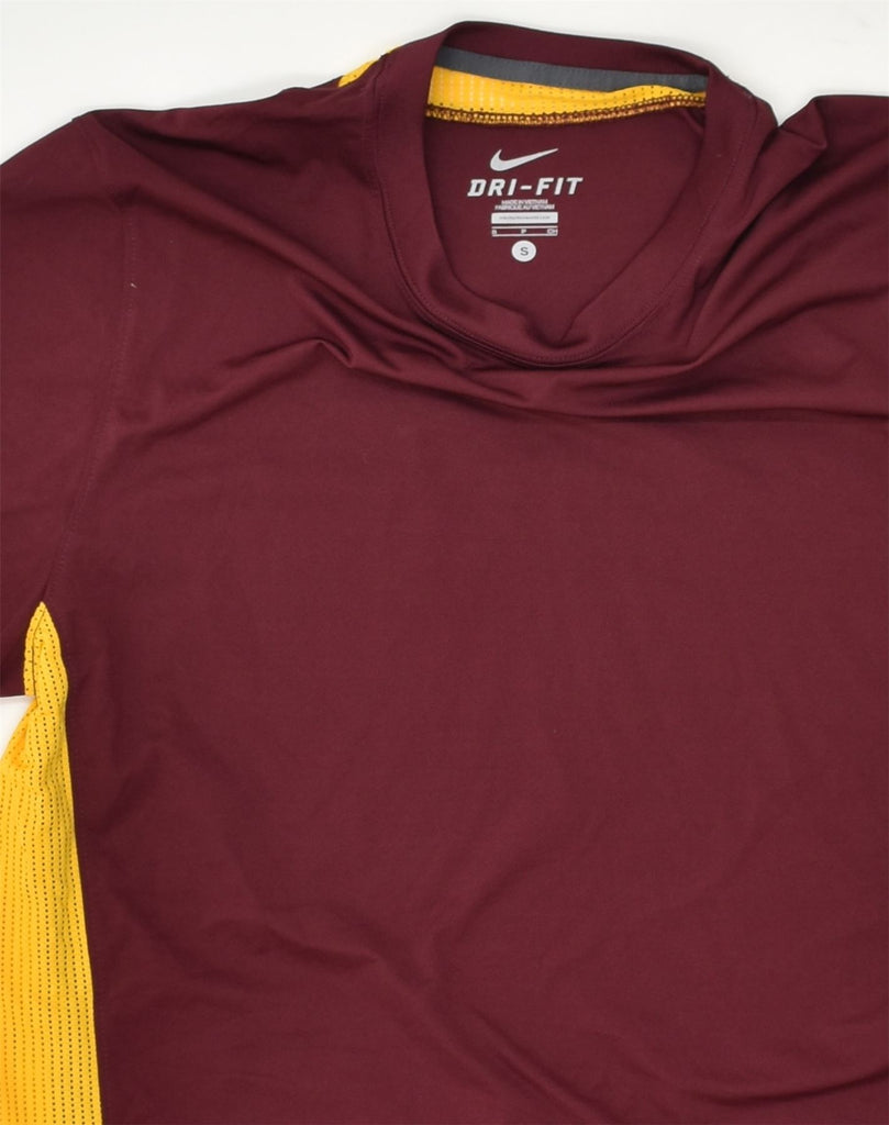 NIKE Mens Dri Fit T-Shirt Top Small Burgundy Polyester | Vintage Nike | Thrift | Second-Hand Nike | Used Clothing | Messina Hembry 