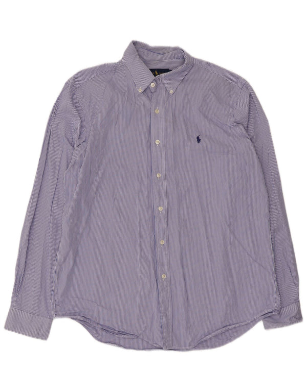 Ralph Lauren Mens Shirt Large Blue Striped Cotton