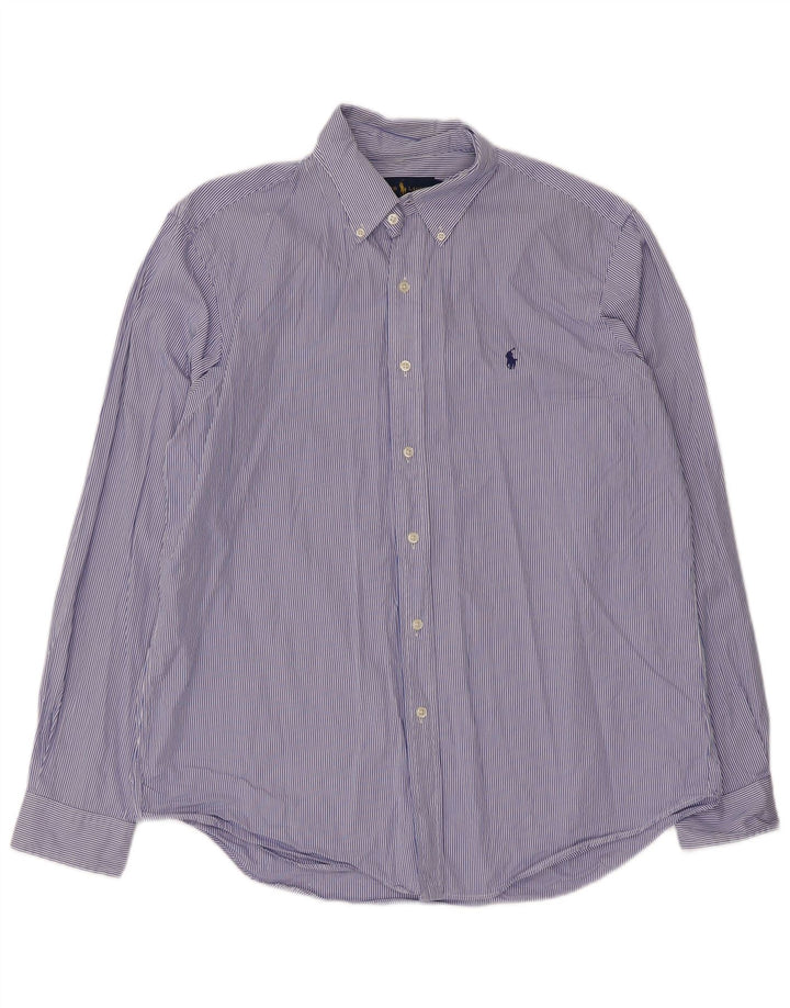 Ralph Lauren Mens Shirt Large Blue Striped Cotton