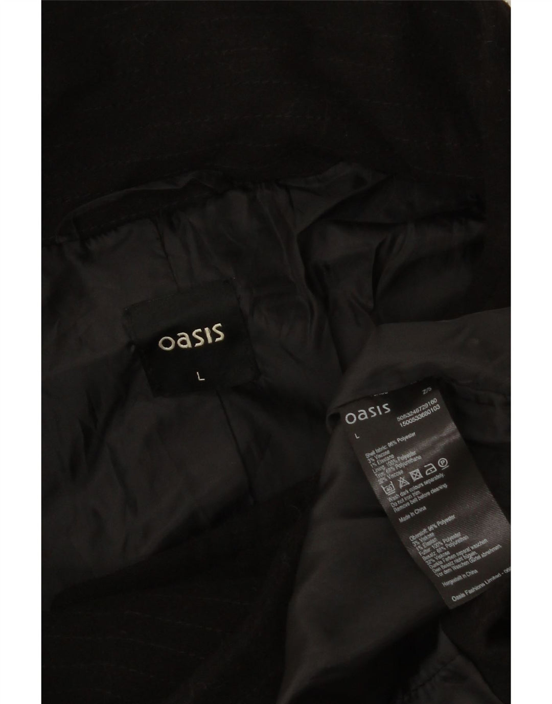 Oasis Womens Overcoat UK 16 Large Black Polyester