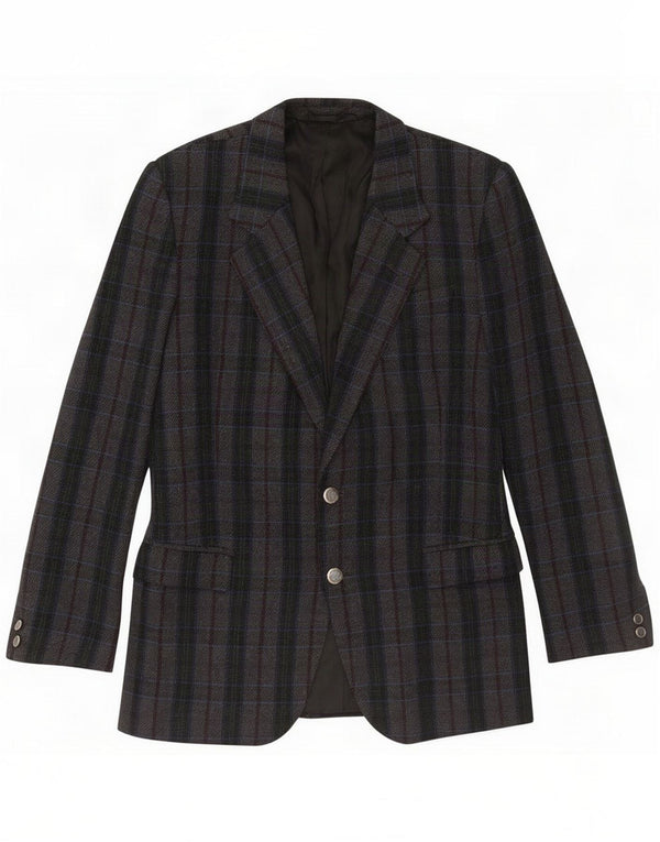 Marzotto Mens 2 Button Blazer Jacket UK 38 Medium Grey Plaid