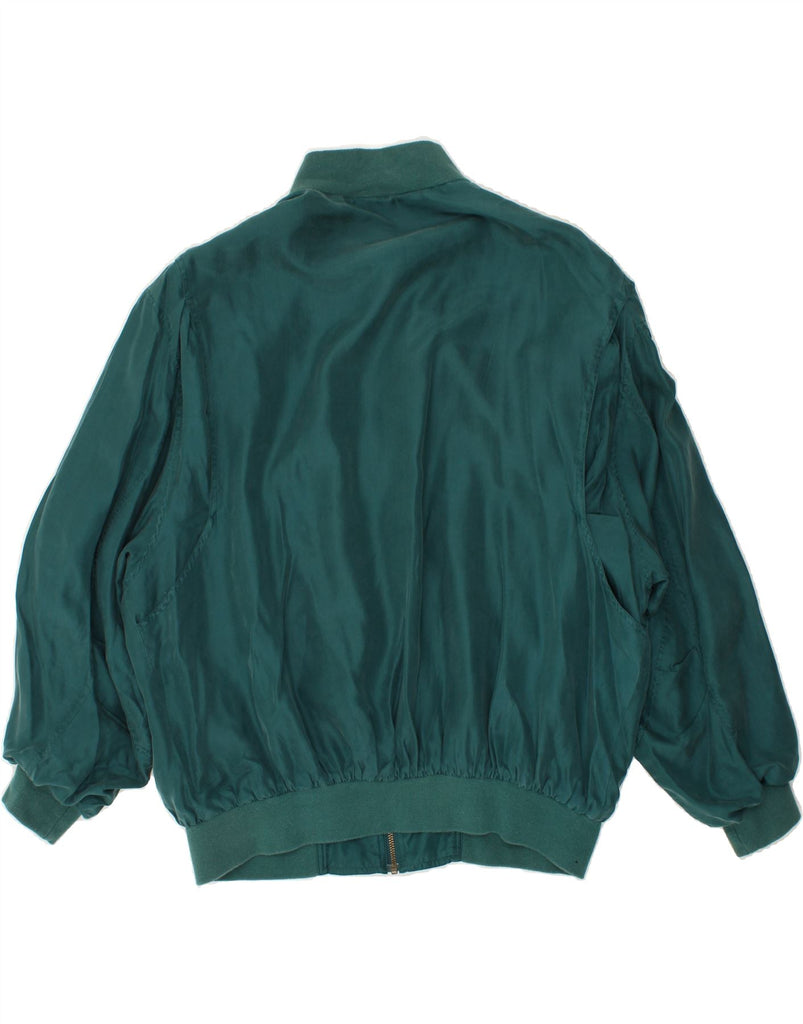 VINTAGE Mens Bomber Jacket IT 52 XL Green Silk Vintage Vintage and Second-Hand Vintage from Messina Hembry 