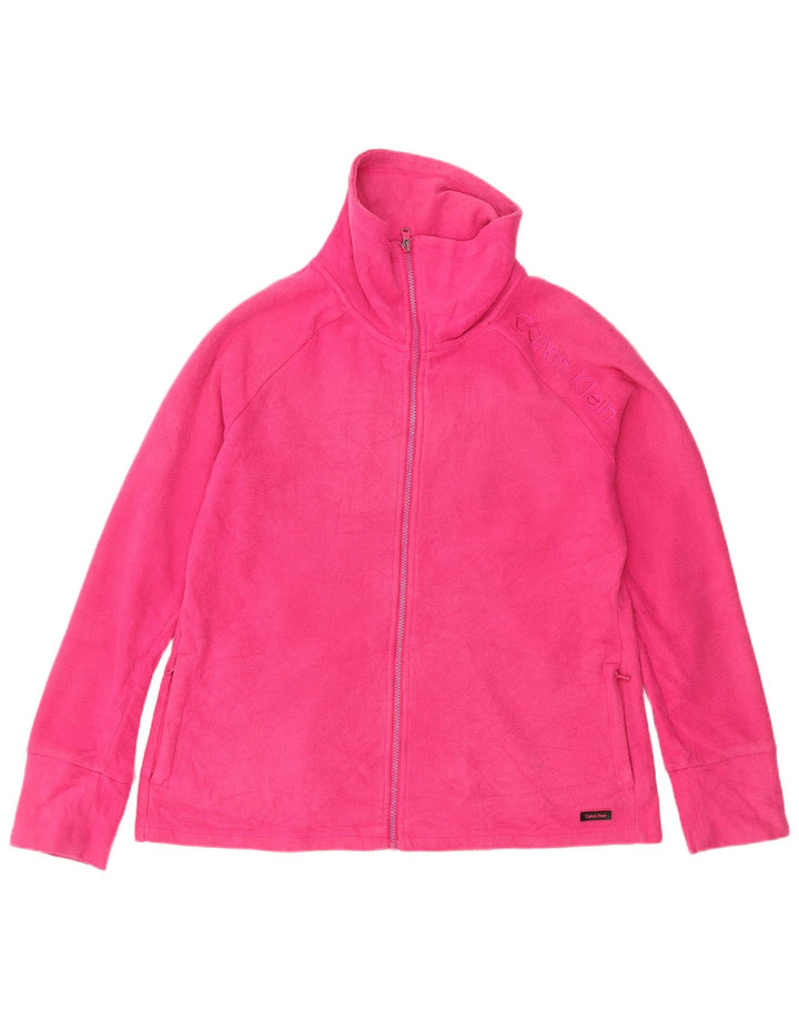 Calvin Klein Womens Graphic Fleece Jacket UK 18 XL Pink Polyester