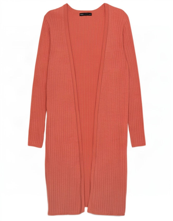 Marks & Spencer Womens Longline Open Cardigan Sweater UK 10 Small Pink