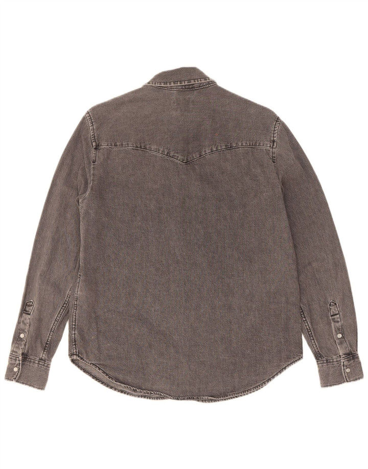 Levi's Womens Denim Shirt UK 14 Medium Grey Cotton