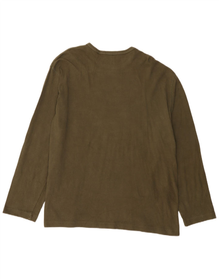Marks & Spencer Mens Top Long Sleeve 2XL Khaki Cotton