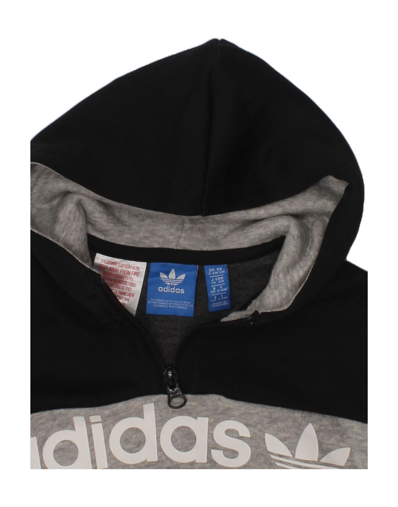 ADIDAS Baby Boys Graphic Zip Neck Hoodie Jumper 3-6 Months Black | Vintage Adidas | Thrift | Second-Hand Adidas | Used Clothing | Messina Hembry 