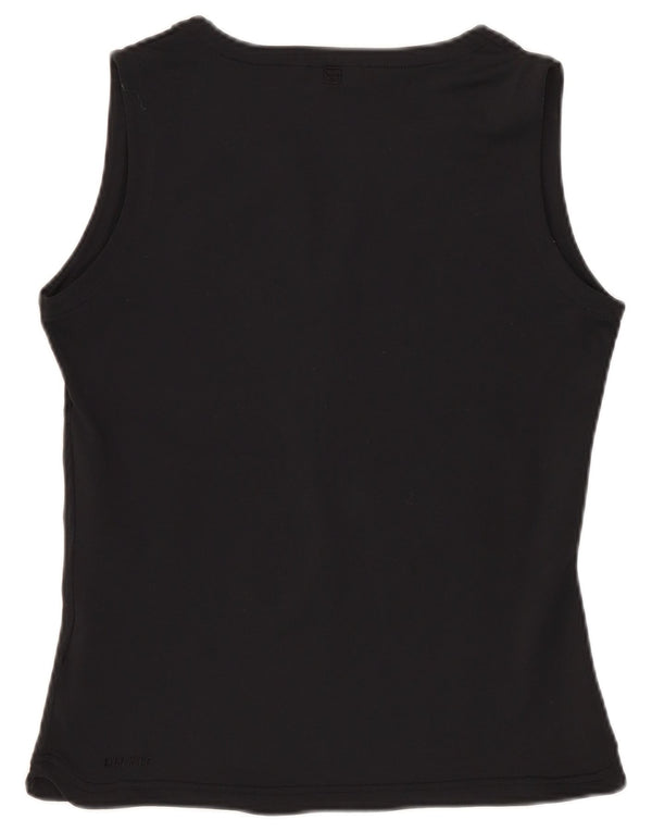 Nike Womens Dri Fit Crop Vest Top UK 10/12 Medium Black Striped Polyester
