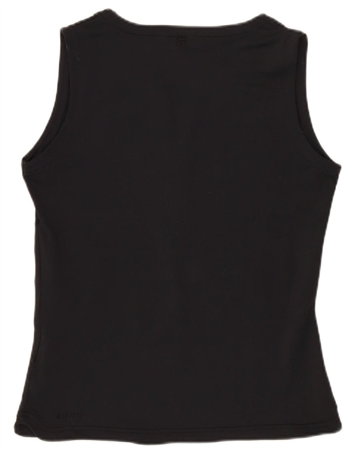 Nike Womens Dri Fit Crop Vest Top UK 10/12 Medium Black Striped Polyester