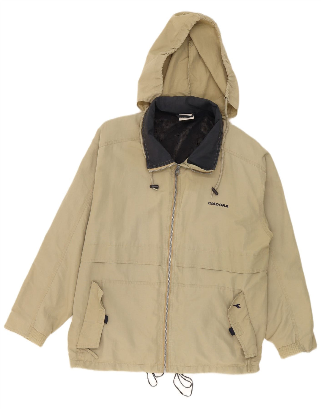 Diadora Mens Hooded Rain Jacket UK 40 Large Khaki