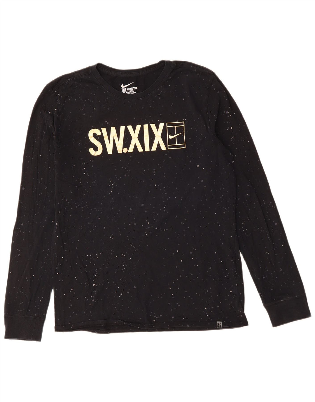Nike Mens Athletic Cut Graphic Top Long Sleeve Medium Black Flecked Cotton