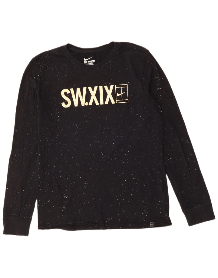 Nike Mens Athletic Cut Graphic Top Long Sleeve Medium Black Flecked Cotton