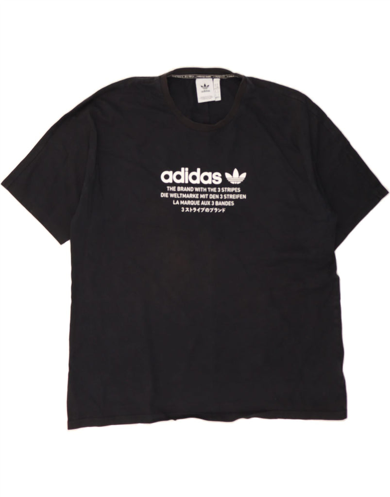 ADIDAS Mens Graphic T-Shirt Top XL Black Cotton Vintage Adidas and Second-Hand Adidas from Messina Hembry 