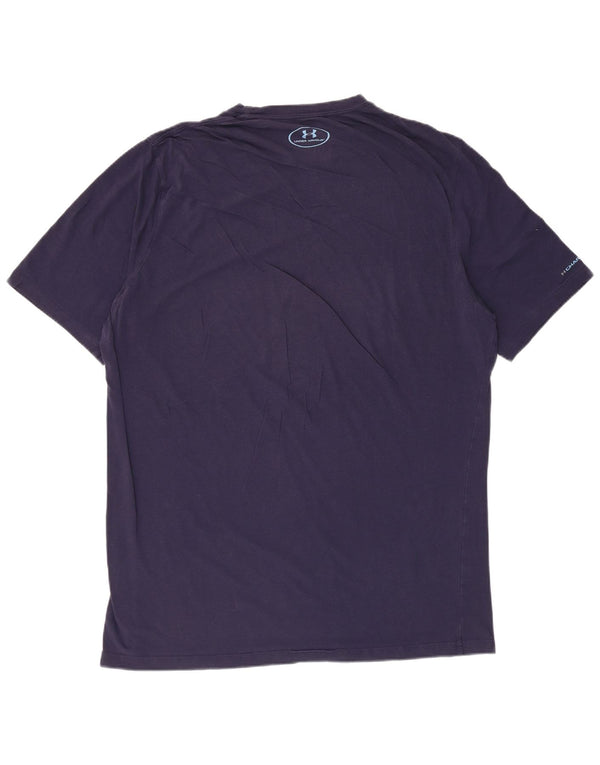 Under Armour Mens Heat Gear T-Shirt Top Large Navy Blue Cotton