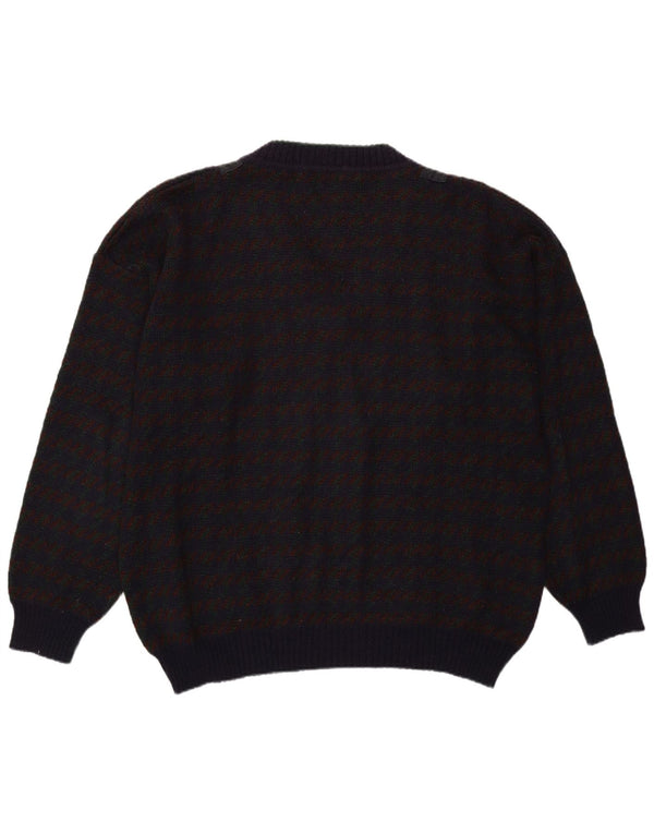 Vintage Mens V-Neck Jumper Sweater XL Purple Check