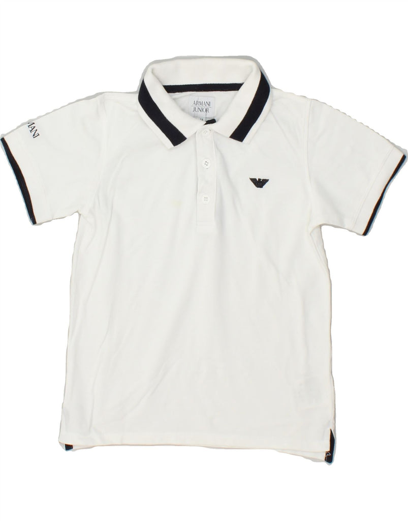 ARMANI JUNIOR Boys Polo Shirt 6-7 Years White Cotton | Vintage Armani Junior | Thrift | Second-Hand Armani Junior | Used Clothing | Messina Hembry 
