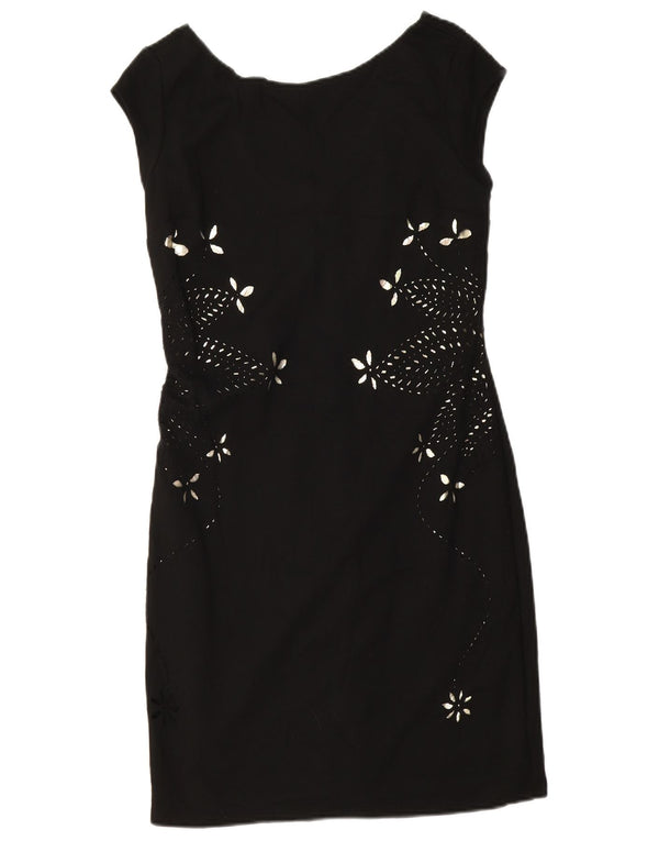 Desigual Womens Sheath Dress UK 10 Small Black Floral Viscose