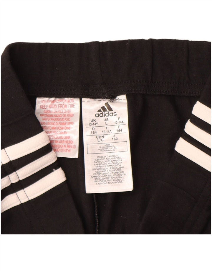 ADIDAS Girls Tracksuit Trousers 13-14 Years  Black Cotton