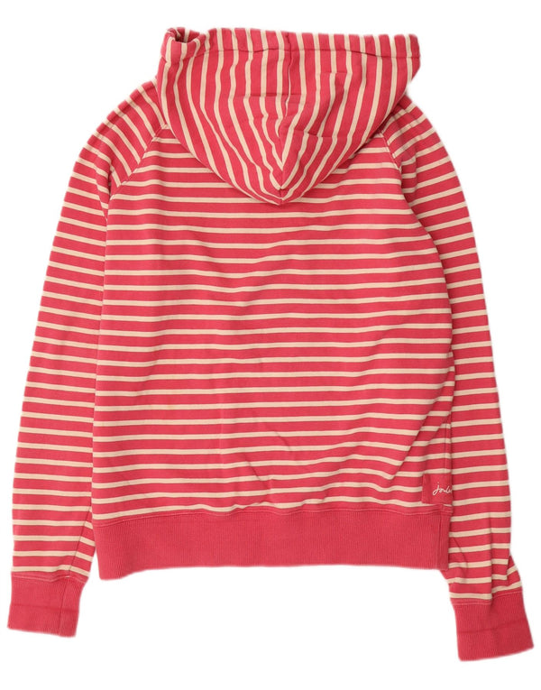 JOULES Womens Hoodie Jumper UK 16 Large Red Striped Cotton