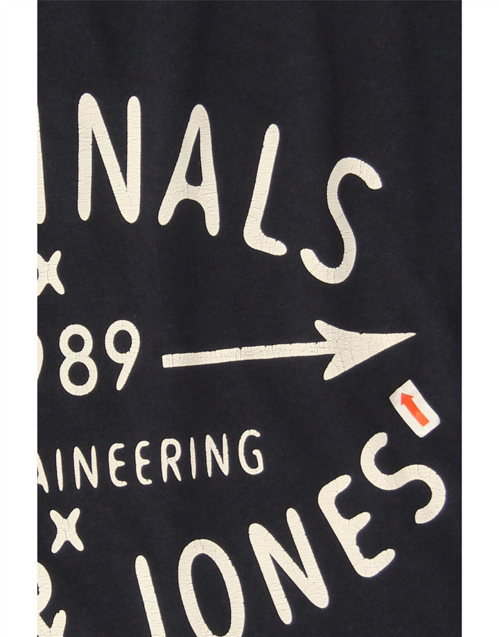 Jack & Jones Mens Graphic Top Long Sleeve Medium Navy Blue Cotton