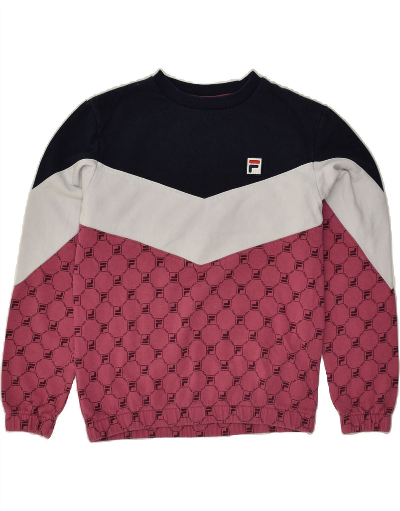 FILA Girls Sweatshirt Jumper 13-14 Years Pink Colourblock Cotton | Vintage Fila | Thrift | Second-Hand Fila | Used Clothing | Messina Hembry 