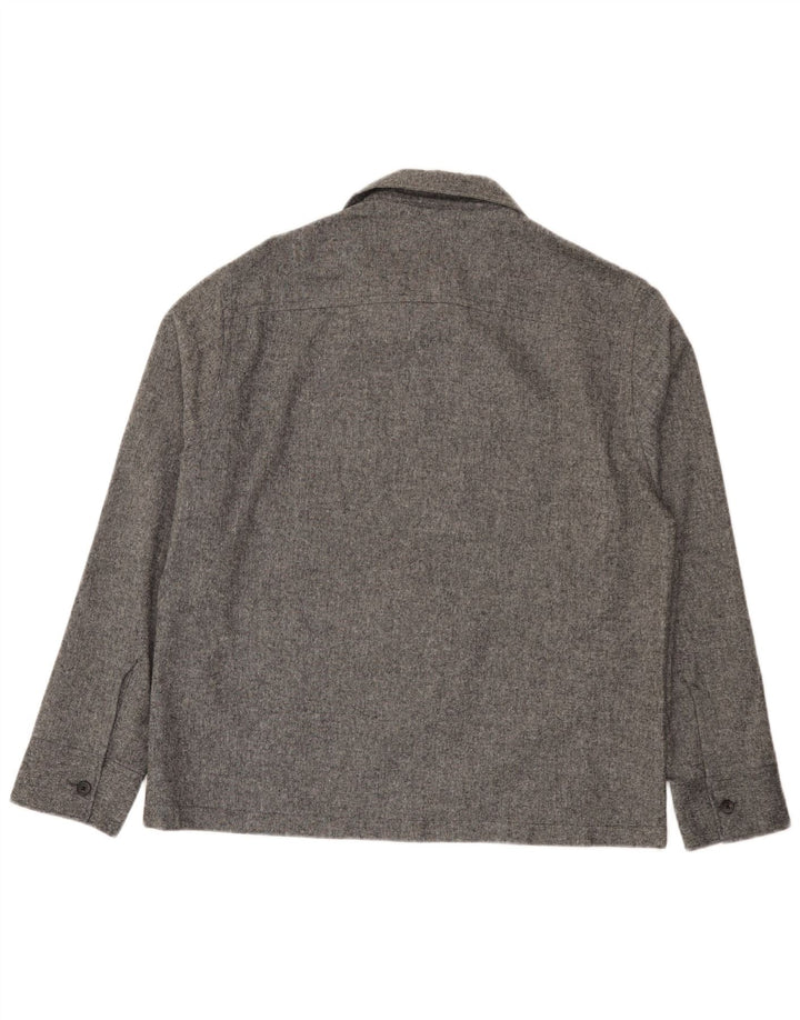 Zara Mens Overshirt Shirt Medium Grey Acrylic