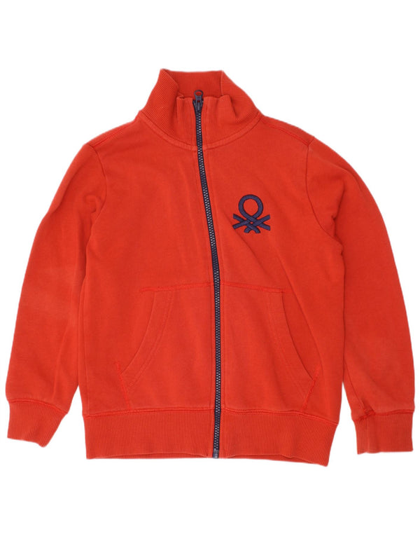BENETTON Boys Tracksuit Top Jacket 6-7 Years Small Red Cotton