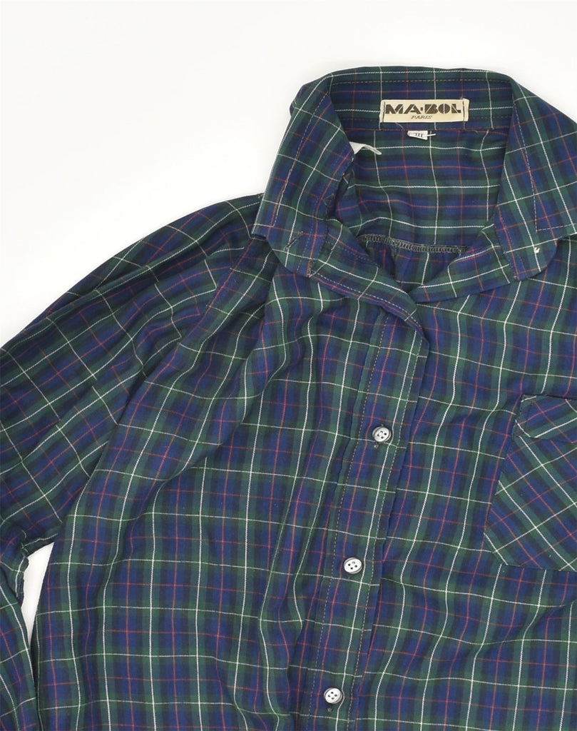 VINTAGE Womens Shirt UK 18 XL Navy Blue Check Polyester | Vintage Vintage | Thrift | Second-Hand Vintage | Used Clothing | Messina Hembry 