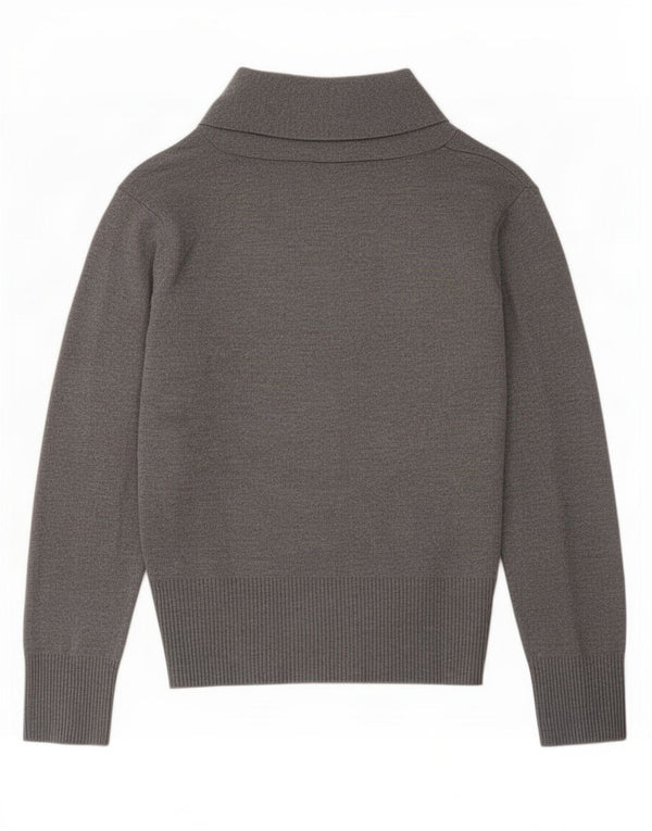 Zara Womens 3/4 Sleeve Double Breasted Cardigan Sweater UK 16 Large Grey